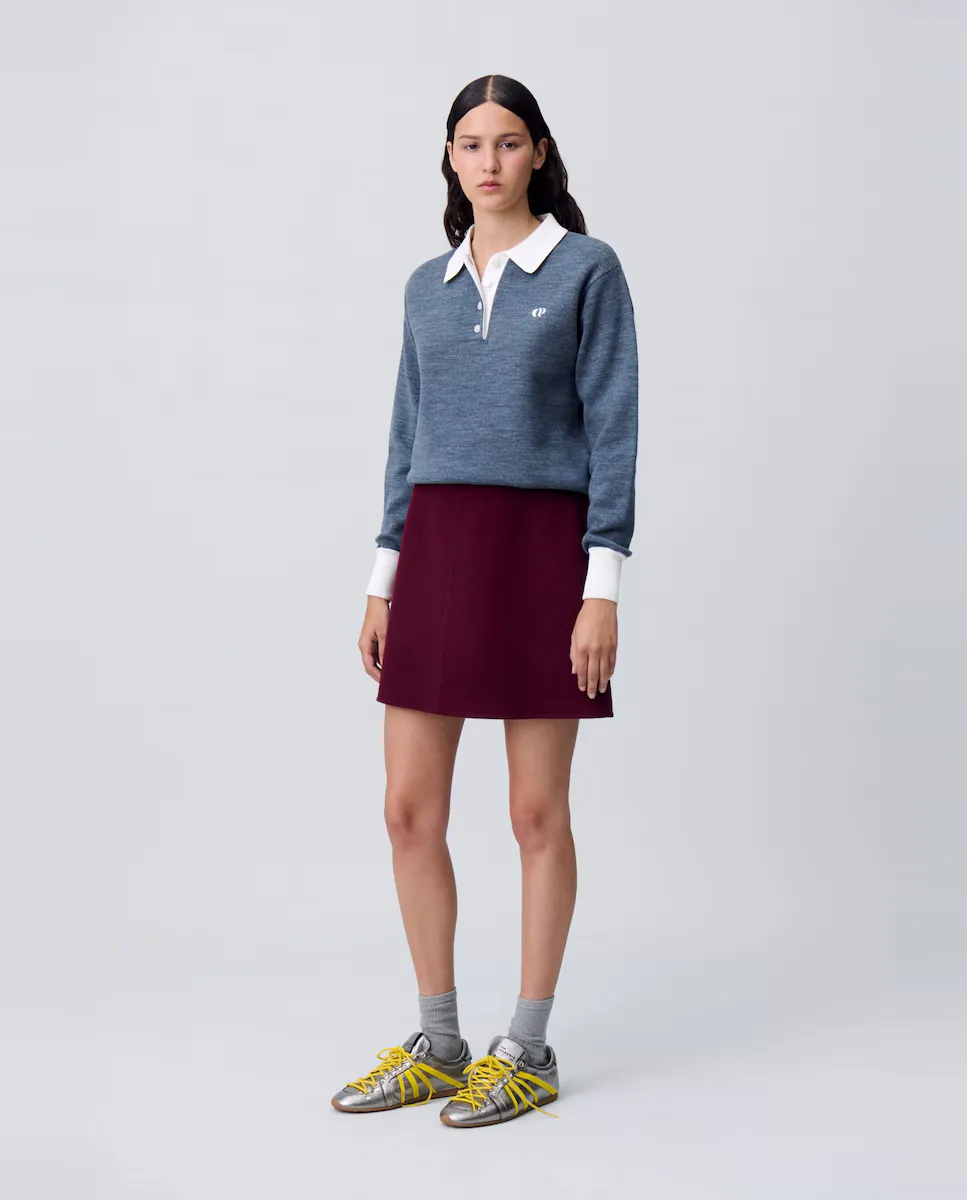 

Короткая прямая шерстяная юбка Claudie Pierlot, красный