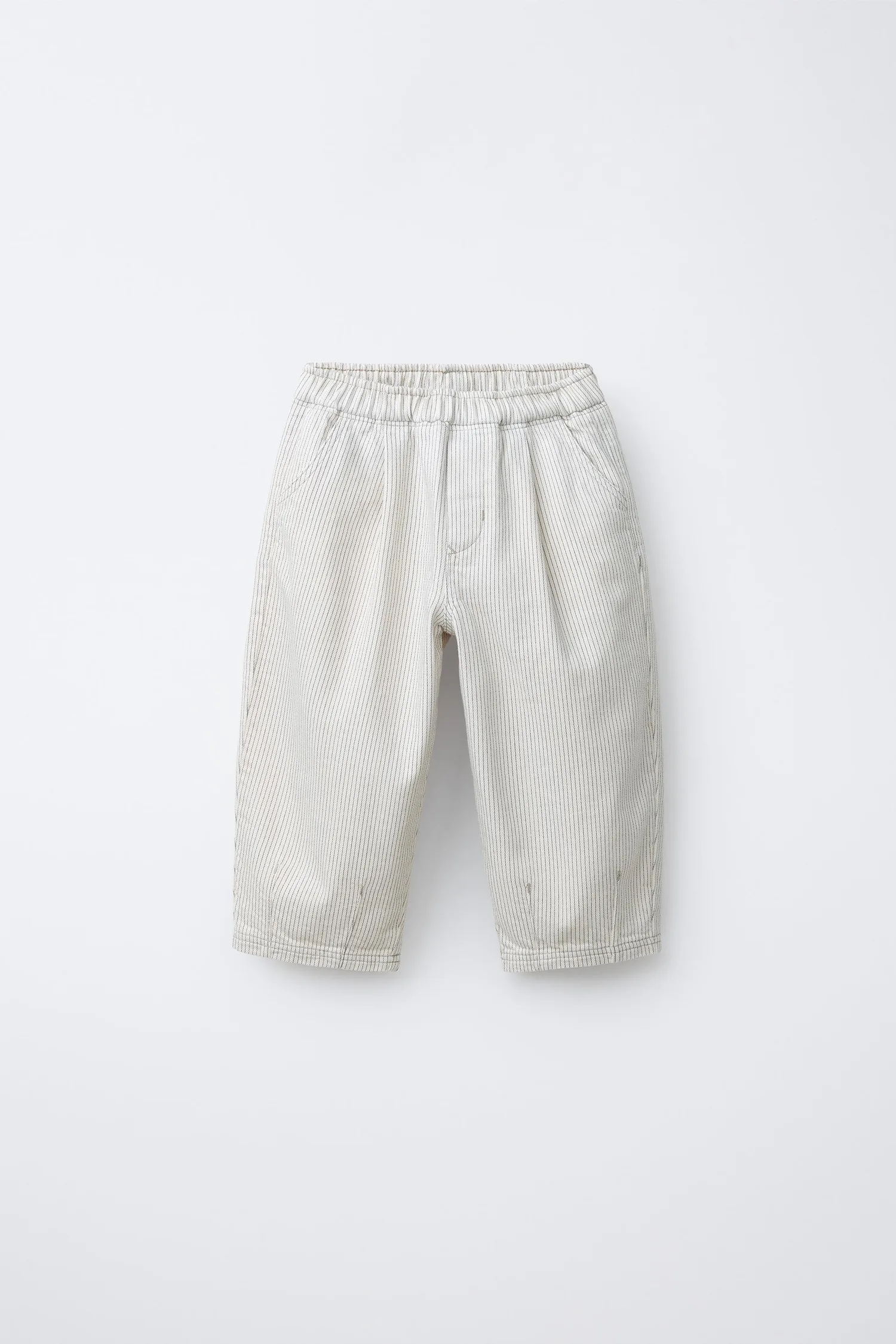 Полосатые широкие брюки Zara, экрю