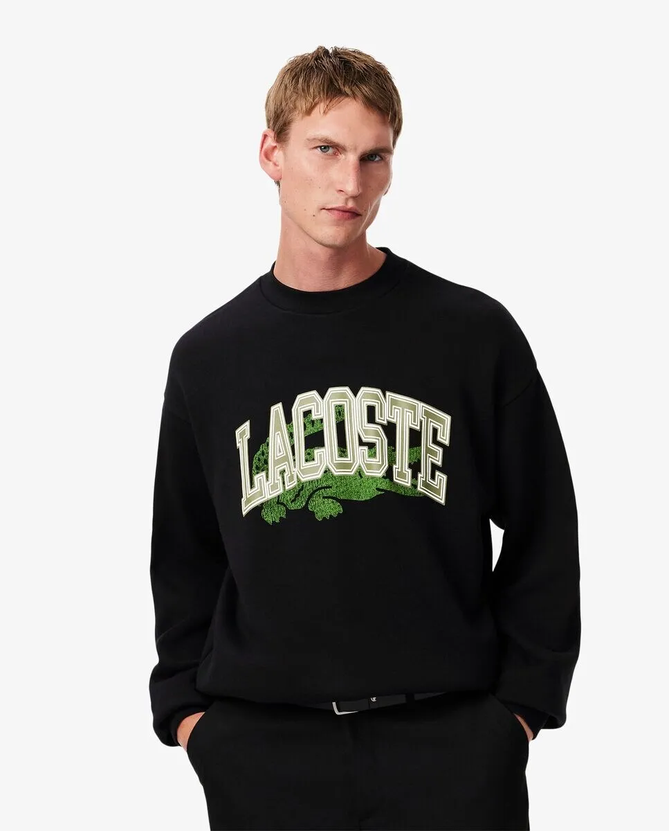 

Мужская плюшевая толстовка свободного кроя Lacoste, черный