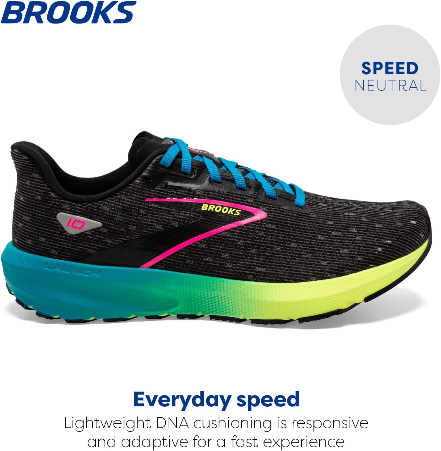 Мужские нейтральные беговые кроссовки Brooks Launch 10, черный/синий — фото 2
