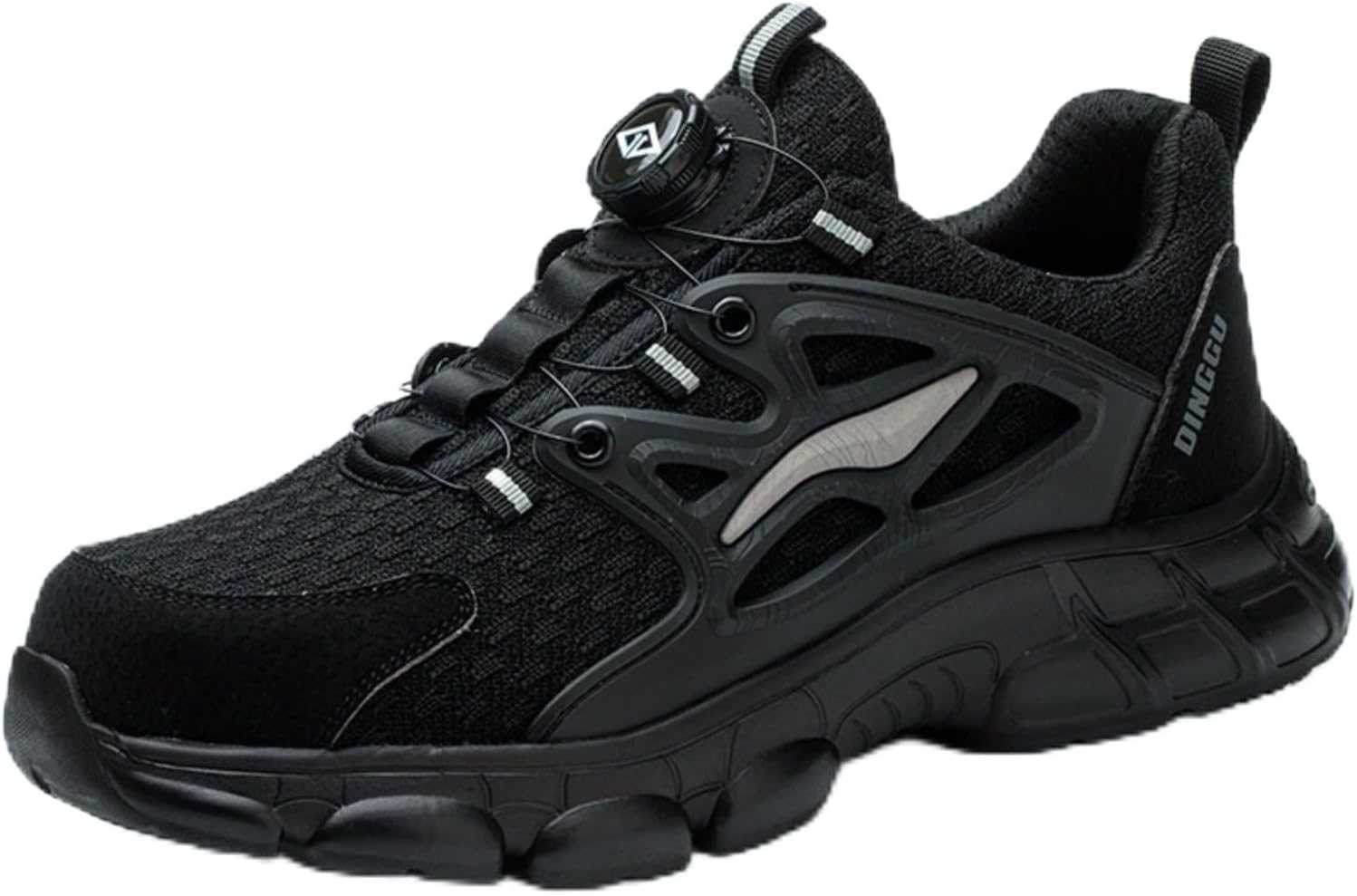 

Мужские туфли с стальным носком, легкие и дышащие кроссовки, с платформой, проколоустойчивые, нескользящие, удобные низкие ботинки для строительства, фабричных работ, склада и уличных проектов Yrzhgdl, черный