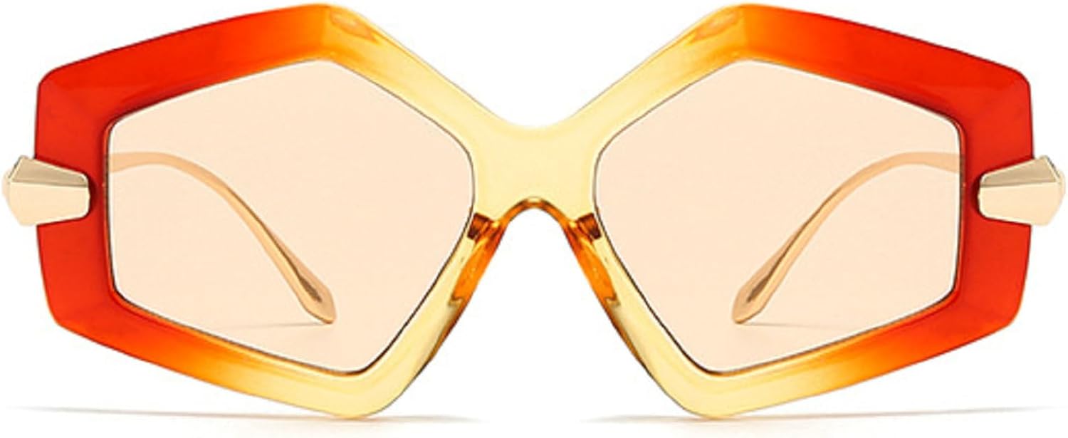 

Модные геометрические многоугольные солнцезащитные очки для женщин, градиентные солнцезащитные очки UV400 для мужчин, панк-очки, сине-зеленые солнцезащитные очки mincl, Orange Champagne