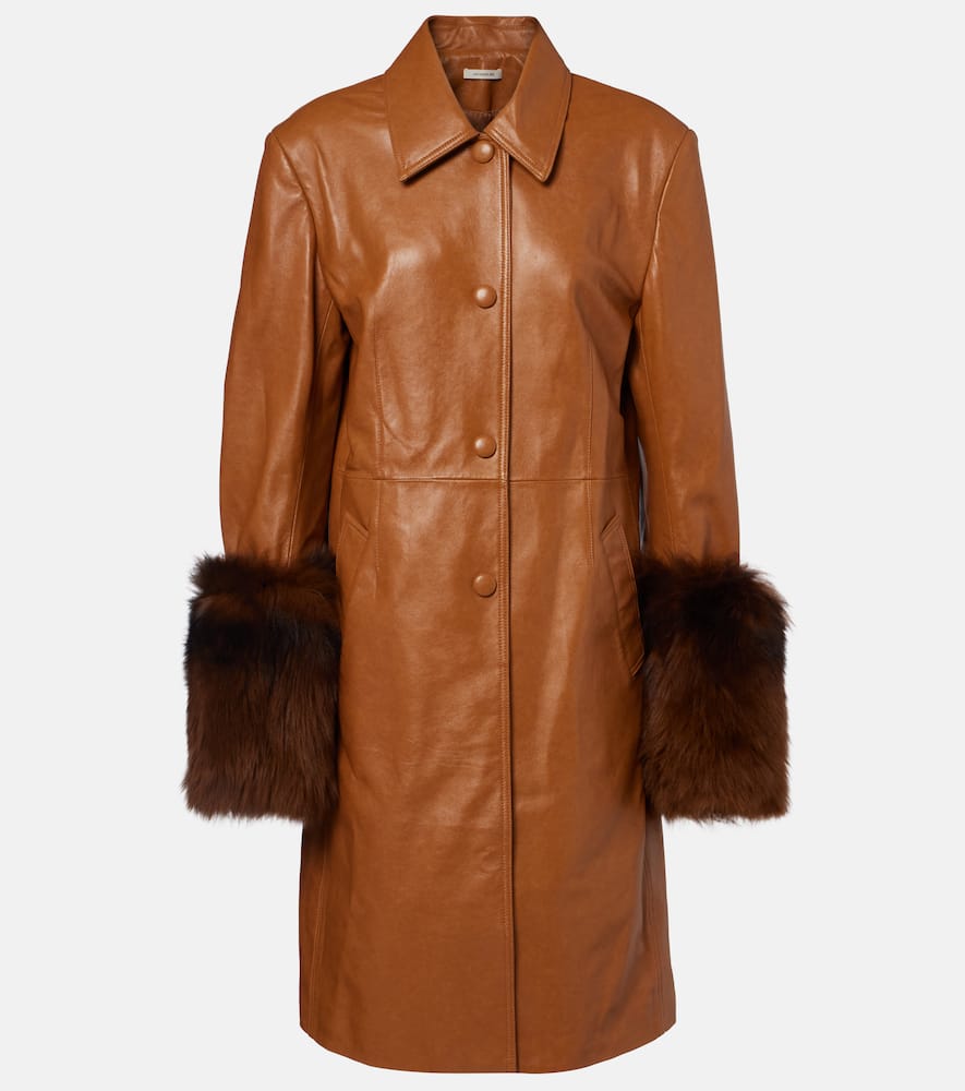 

Кожаное тренчко с отделкой из овчины Jacques Wei, Yellowish-Brown