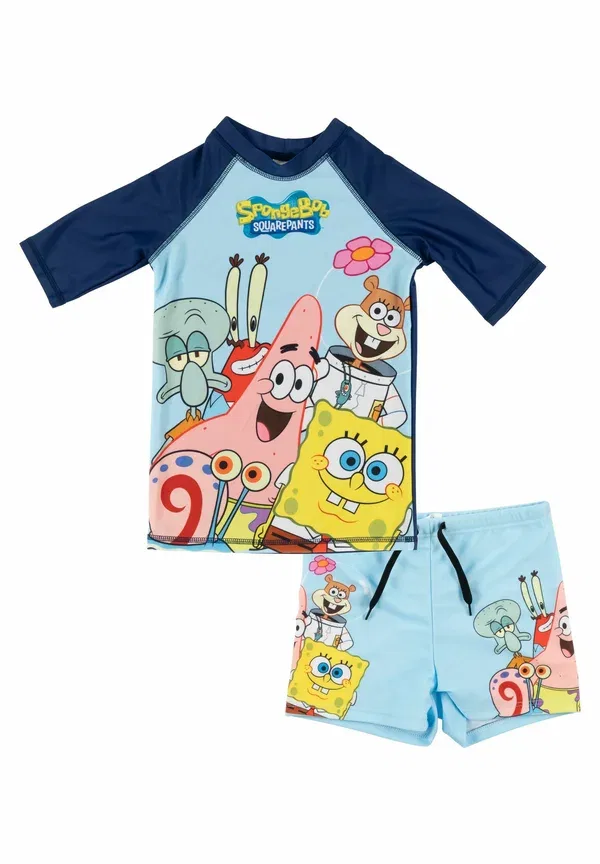 Купальный набор Schwammkopf Schwimmset UV Schutz 50 Badeanzug Badeset Shirt und Hose Zweiteiler Swimming Trunks Spongebob, синий