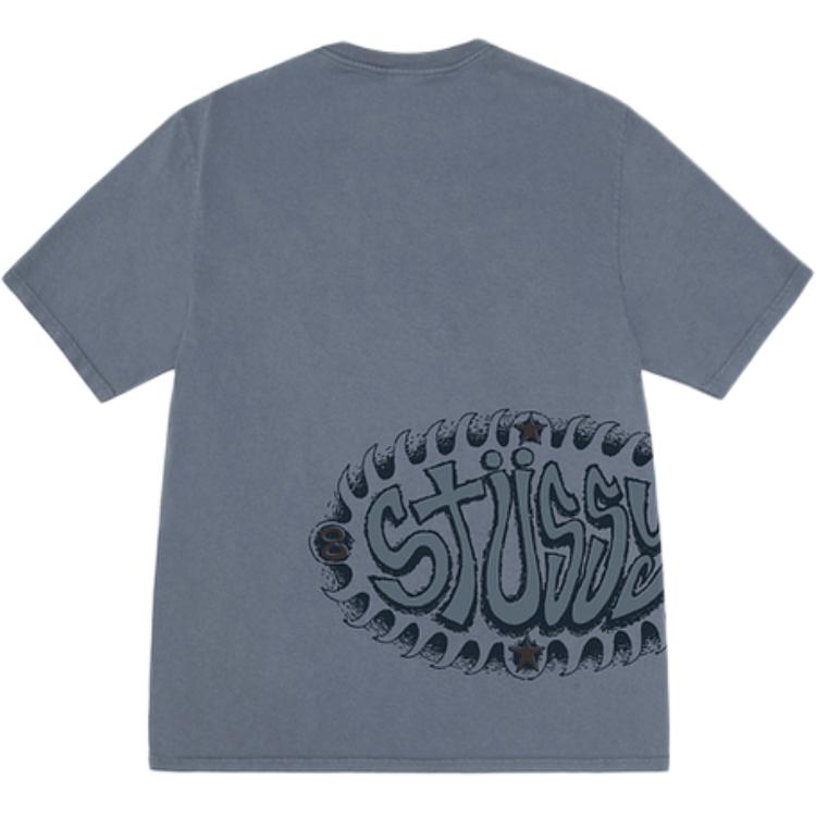 SS25 WAVE OVAL TEE PIGMENT DYED футболка Unisex Stussy, nyx/темно-синий — фото 4