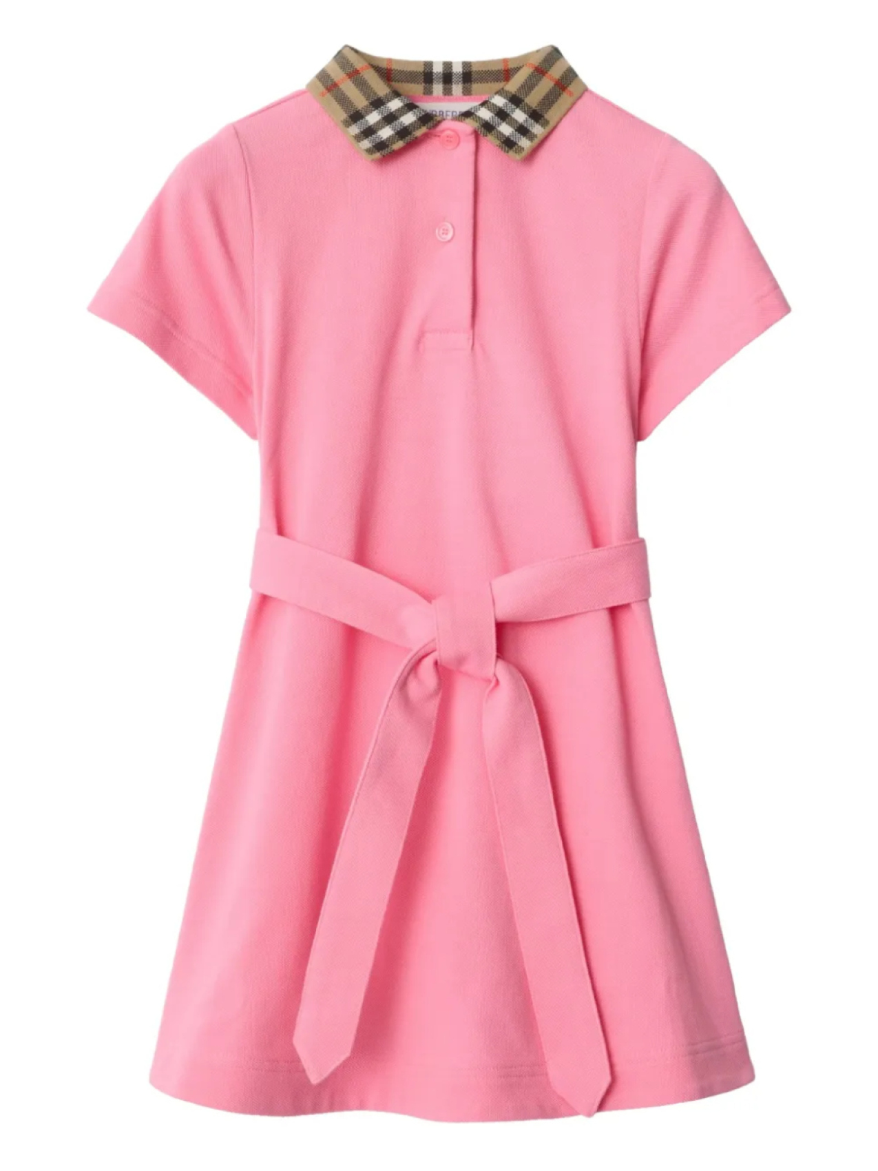 

Платье Burberry Kids из хлопка с клетчатым воротником, розовый