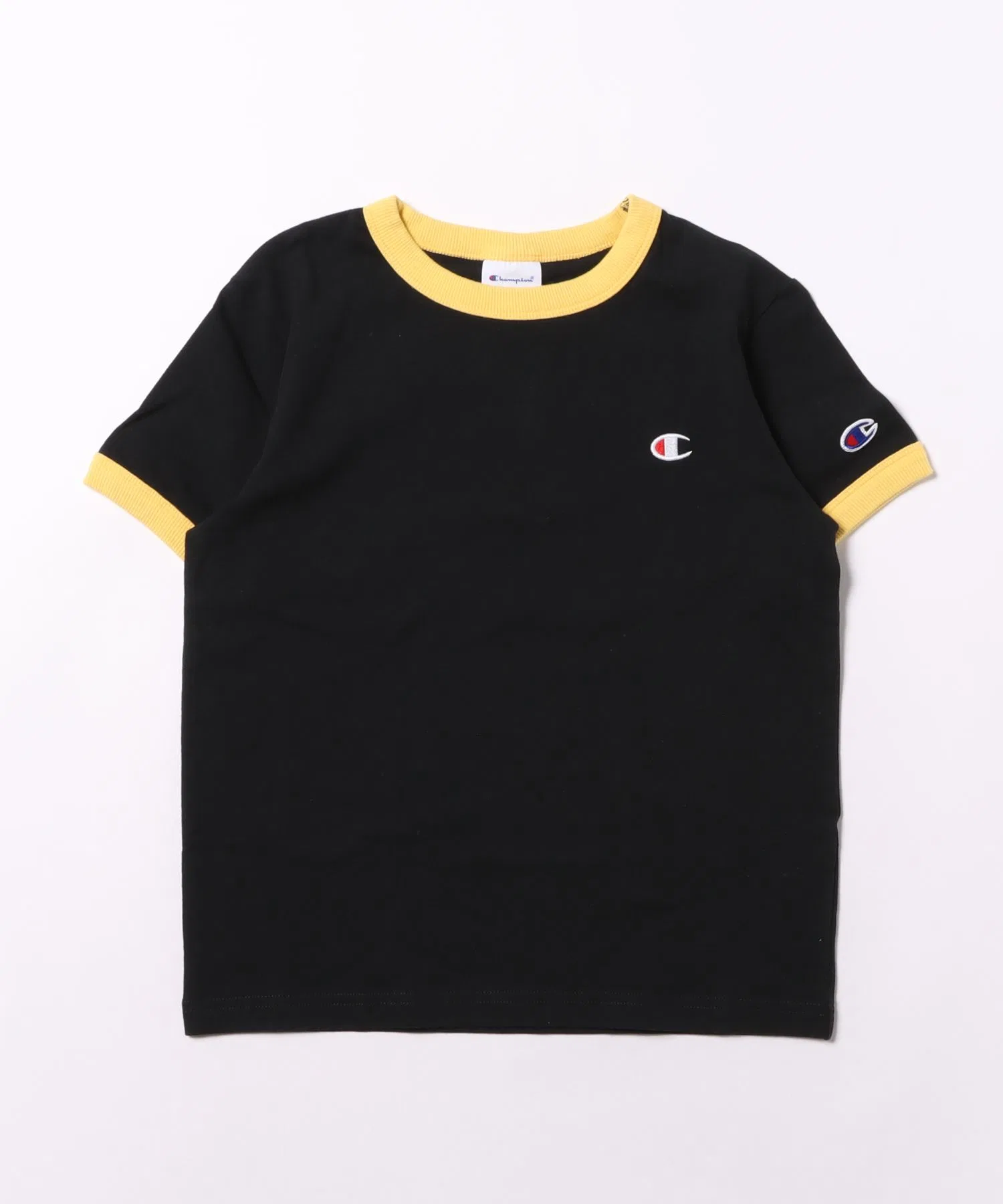 Детская футболка Champion CK-D320 RINGER с логотипом чёрная