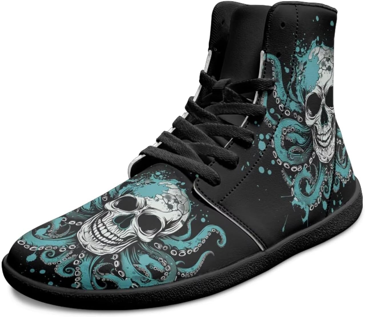 

Мужские высокие кроссовки с черепом, с широкой ноской, противоскользящие, повседневные, дышащие для ходьбы Xixirimido, Skull Octopuses