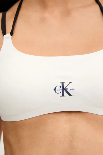 Купальник раздельный топ с логотипом Calvin Klein, бежевый — фото 4