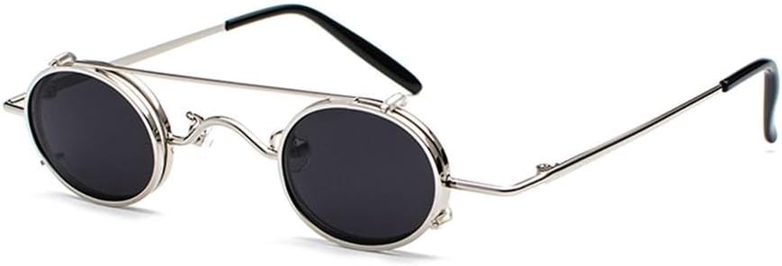 

Винтажные круглые солнцезащитные очки со съемными линзами для мужчин и женщин в стиле стимпанк, ретро, ​​маленькие круглые очки в металлической оправе KTUCN, C3silvergrey