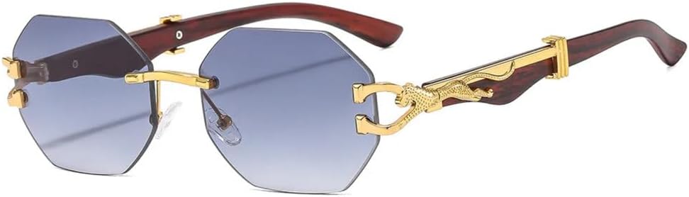 

Солнцезащитные очки без оправы с золотым леопардовым принтом, восьмиугольные, для женщин и мужчин, роскошные винтажные солнцезащитные очки, популярные панк-очки для активного отдыха generic, Gray