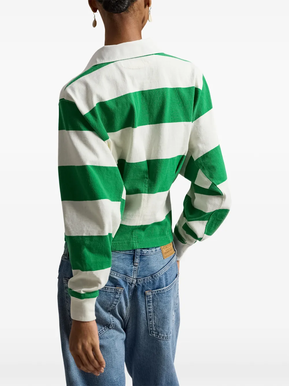 Полосатая рубашка-регби с накладным карманом Polo Ralph Lauren, зеленый — фото 4