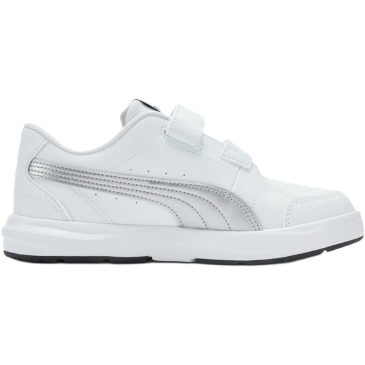 PUMA Evolve Court V устойчивые к истиранию дышащие низкие детские скейтбординговые кроссовки white silver для подростков — фото 3