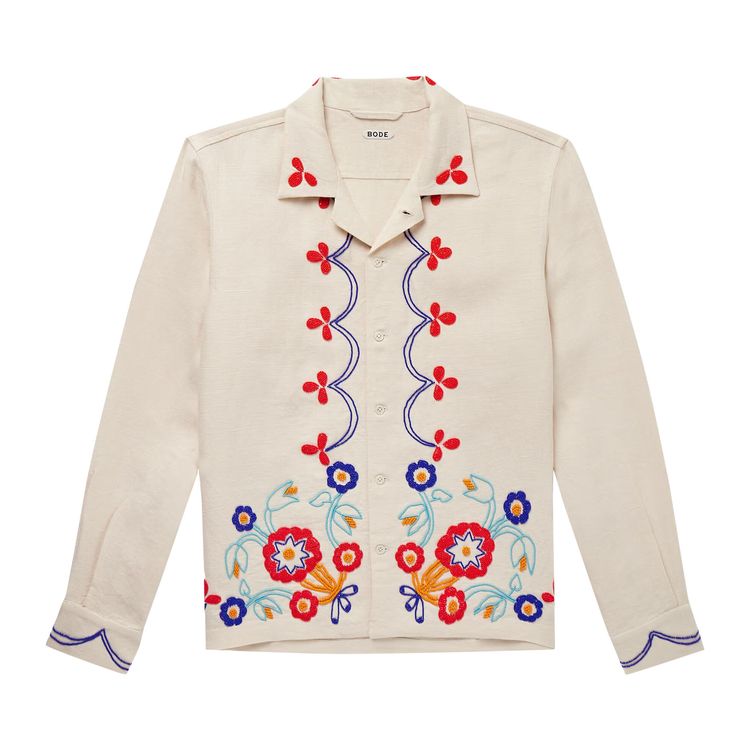 

Рубашка Bode Beaded Garden Party Shirt 'Ecru/Multicolor', желто-коричневый