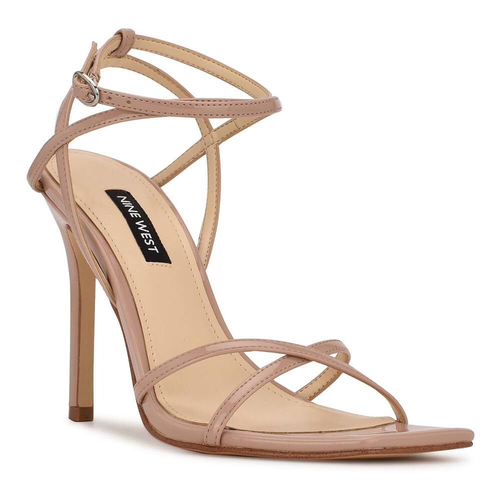 

Женские босоножки на высоком каблуке Nine West Tidle, цвет Light Natural Patent