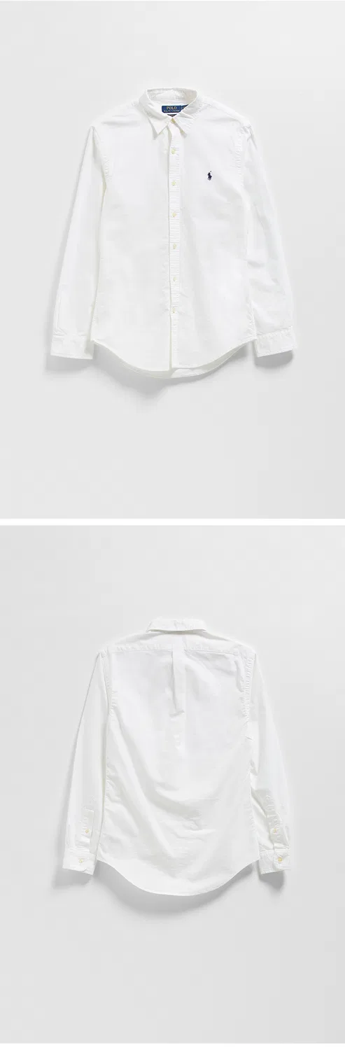 Мужская белая оксфордская рубашка Slim Fit Garment Dye от Polo Ralph Lauren — фото 3