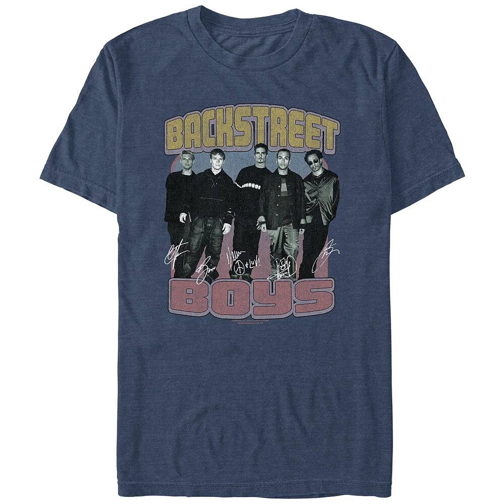 

Мужская футболка с рисунком Backstreet Boys Signatures Licensed Character, цвет Navy Heather