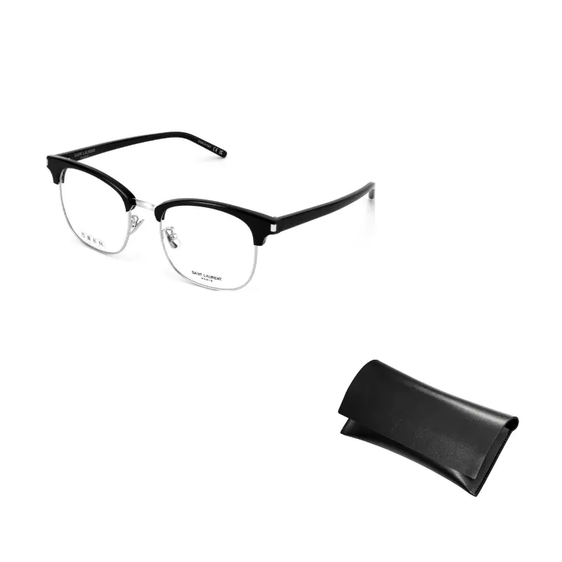 

SAINT LAURENT Пластиковая оправа овальные очки для мужчин, Black
