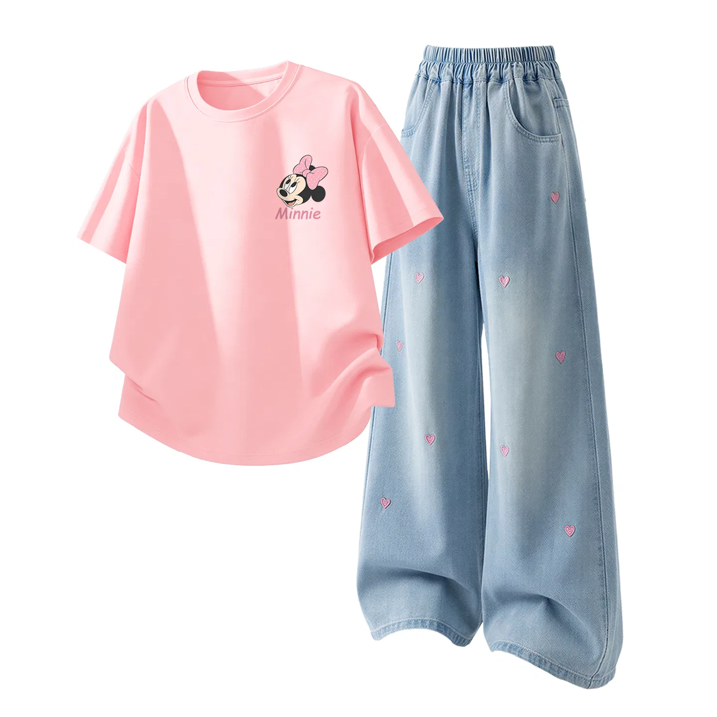 Детский спортивный костюм Casual Sportswear 2 Piece Set Disney, Dazzling K Pink+Solid Color Denim Light Blue