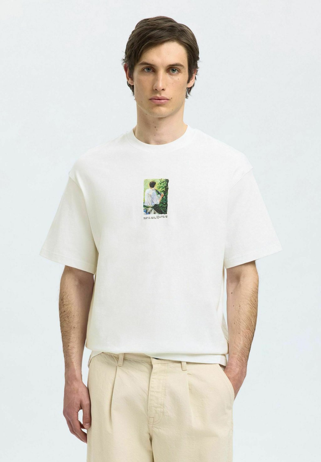 

Футболка с принтом SLHRELAXDARIUS O NECK Selected Homme, белый