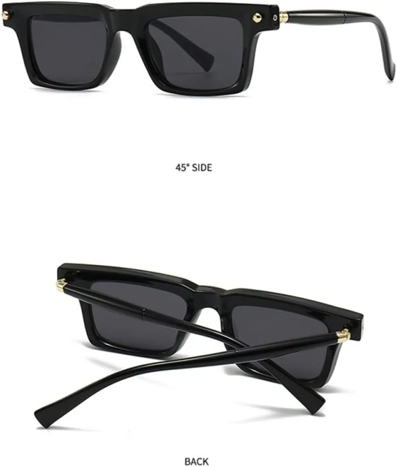 

MUTYNE Популярные модные прямоугольные женские солнцезащитные очки с градиентным покрытием UV400 Ретро-очки с заклепками Мужские модные солнцезащитные очки, Brown Tea