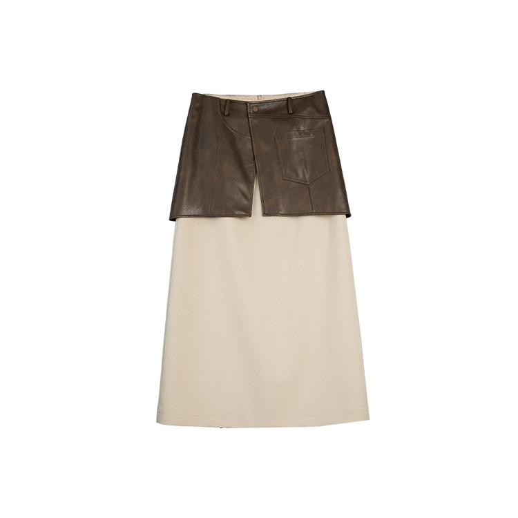 

ELLE Повседневная длинная юбка женская бежевая coffee умеренная средней длины others