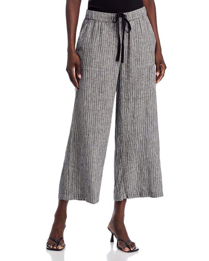 

Льняные укороченные брюки с широкими штанинами Eileen Fisher Petites, мультиколор