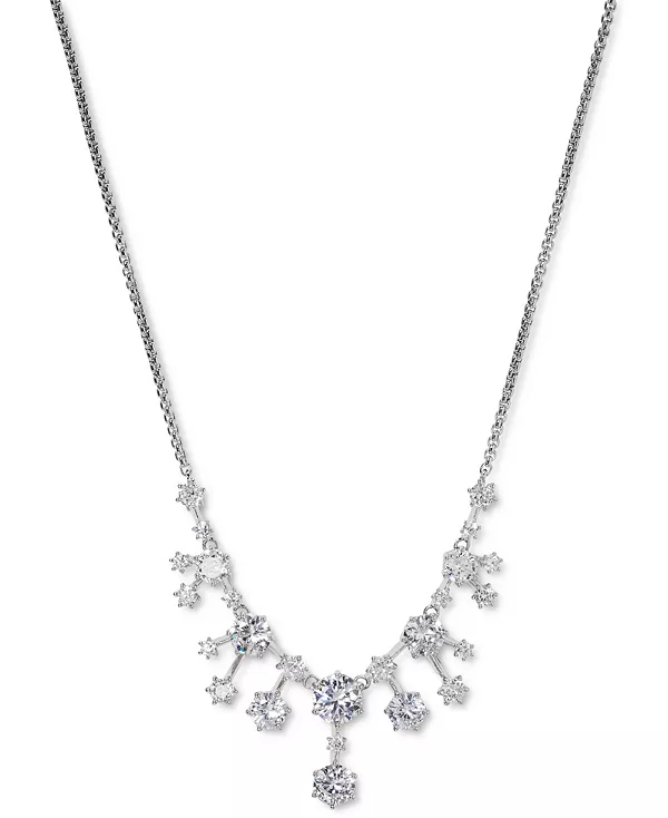 

Крупное ожерелье с кубическим цирконием, покрытым родием, 16 дюймов + 2-дюймовая удлинительная вставка, создано для Macy's. Eliot Danori, rhodium