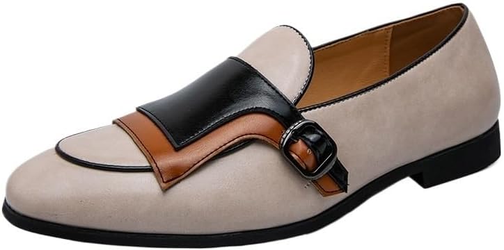 

Мужские кожаные лоферы, классические с пряжкой-монашкой, слипоны-мокасины, повседневные, для вечеринок, вождения, бизнеса Zestrelax, бежевый