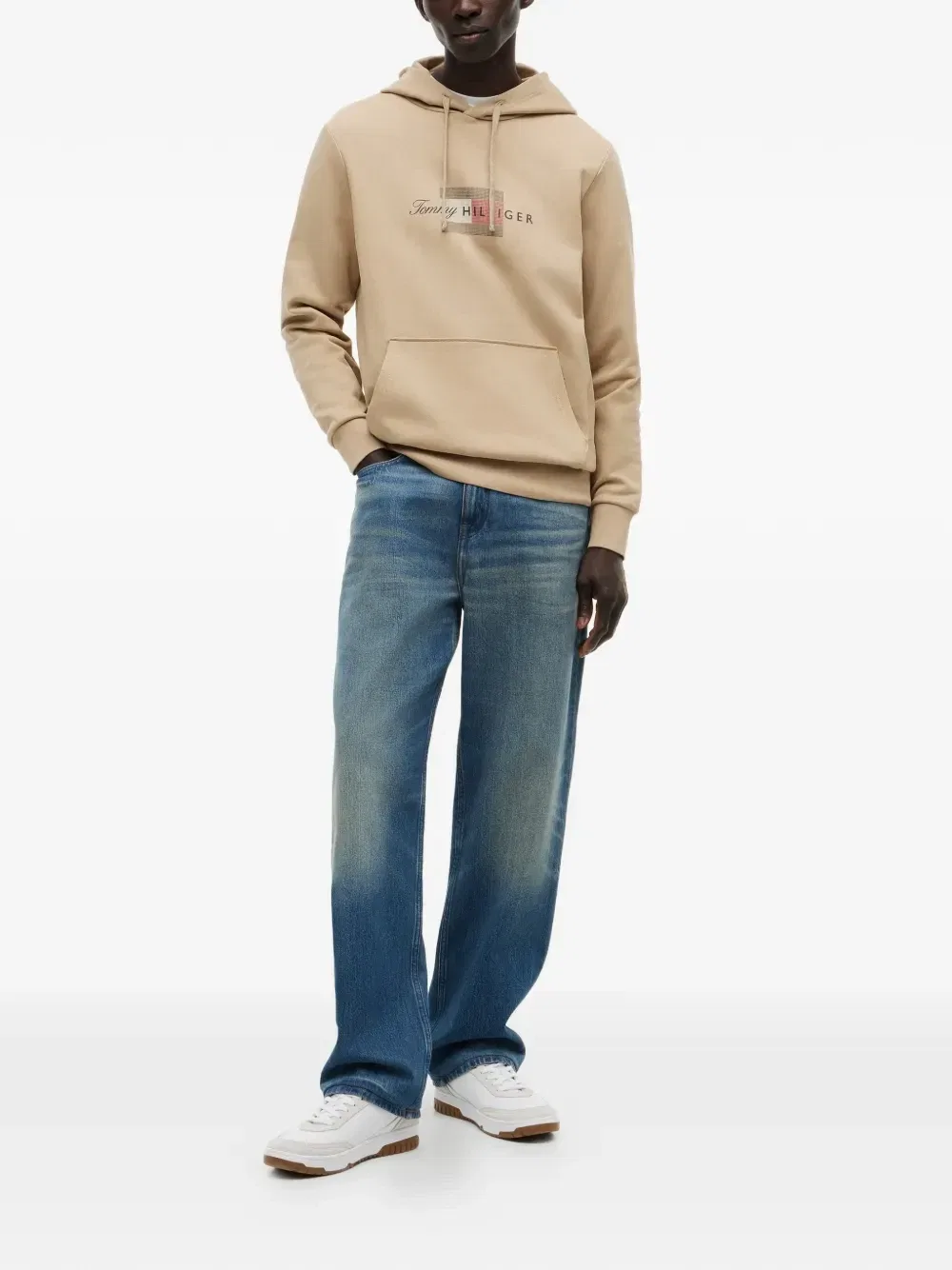 Худи с кулиской и логопринтом Tommy Hilfiger, бежевый — фото 2