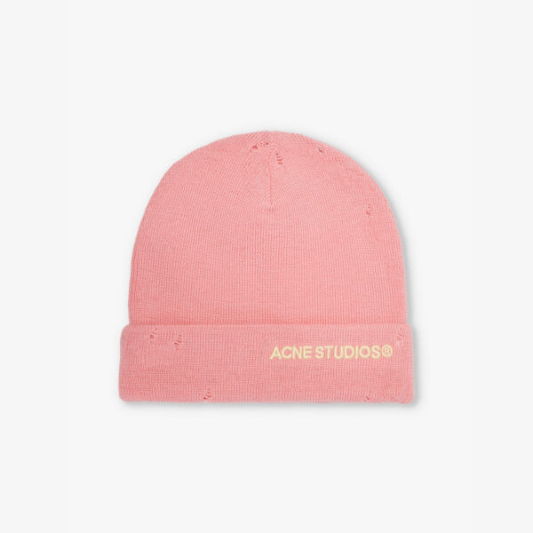 

Шапка-Бини из шерстяной смеси с вышитым логотипом Acne Studios, розовый
