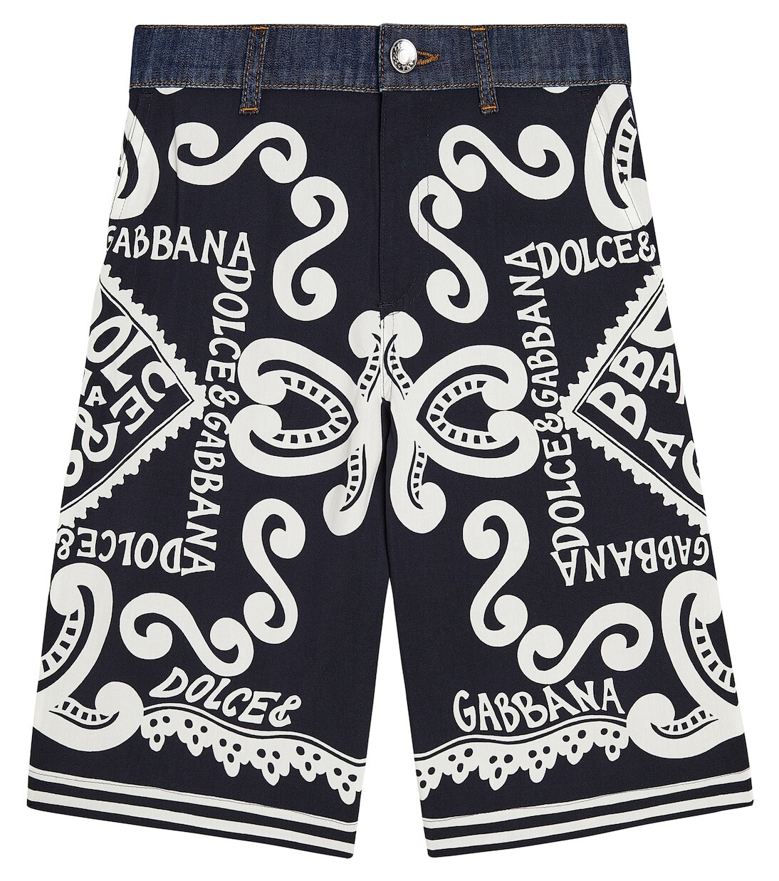 

Шорты-бермуды из смесового хлопка с логотипом Dolce&Gabbana Kids, синий