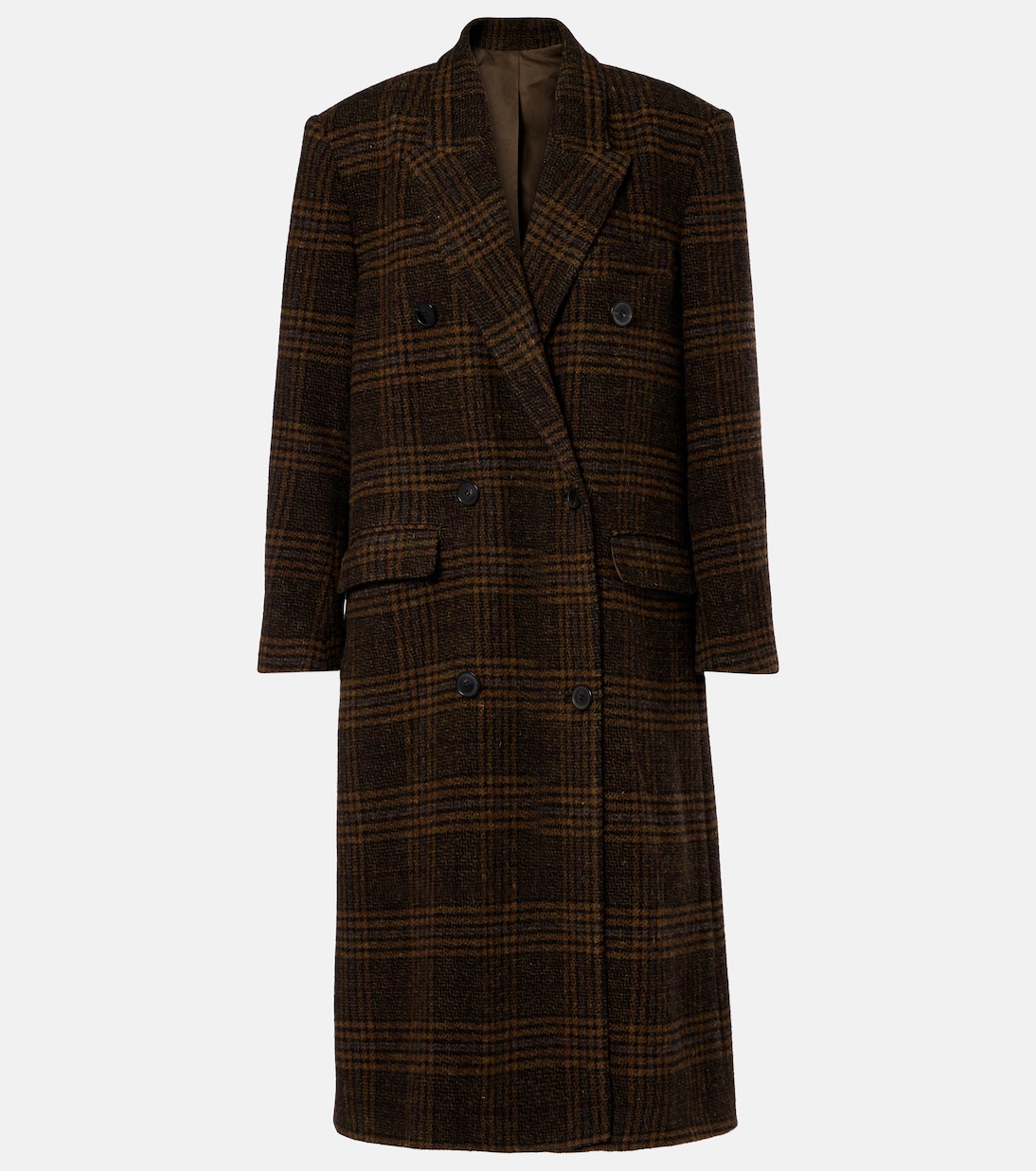 

Пальто из чистой шерсти Lexana в клетку Marant Etoile, хаки