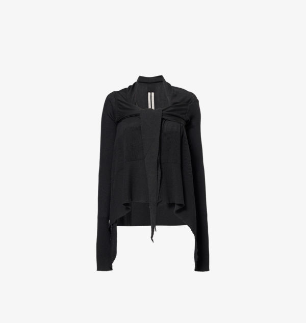 

Короткий шерстяной кардиган с запахом спереди Rick Owens, черный