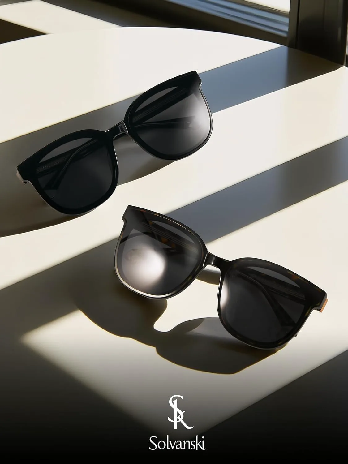 

Современные эстетичные солнцезащитные очки для женщин, поляризованные, большие квадратные, из ацетата, защита от УФ-излучения UV400 SOLVANSKI, 1-black Fram Gray Lens