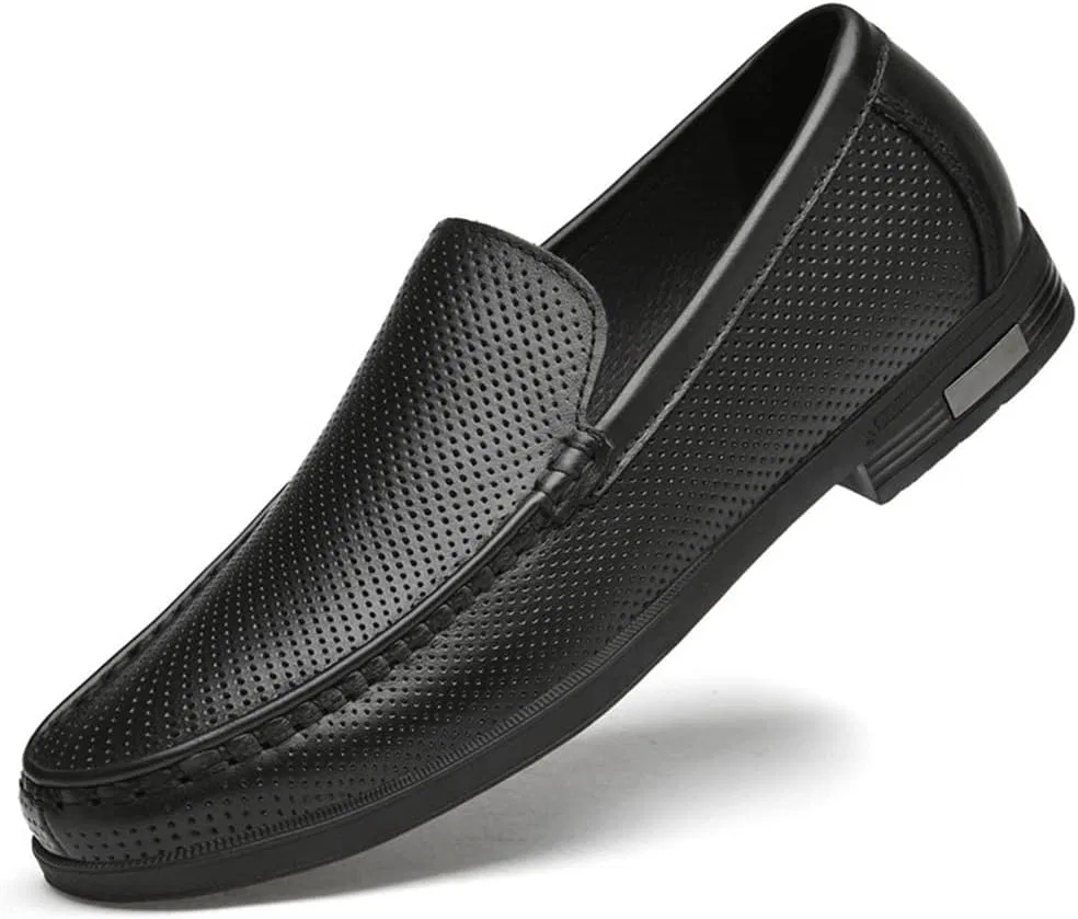 Лоферы мужские Leather Flat Heel Anti-Slip Lightweight Classic Slip On, черный SayfuR — фото 2