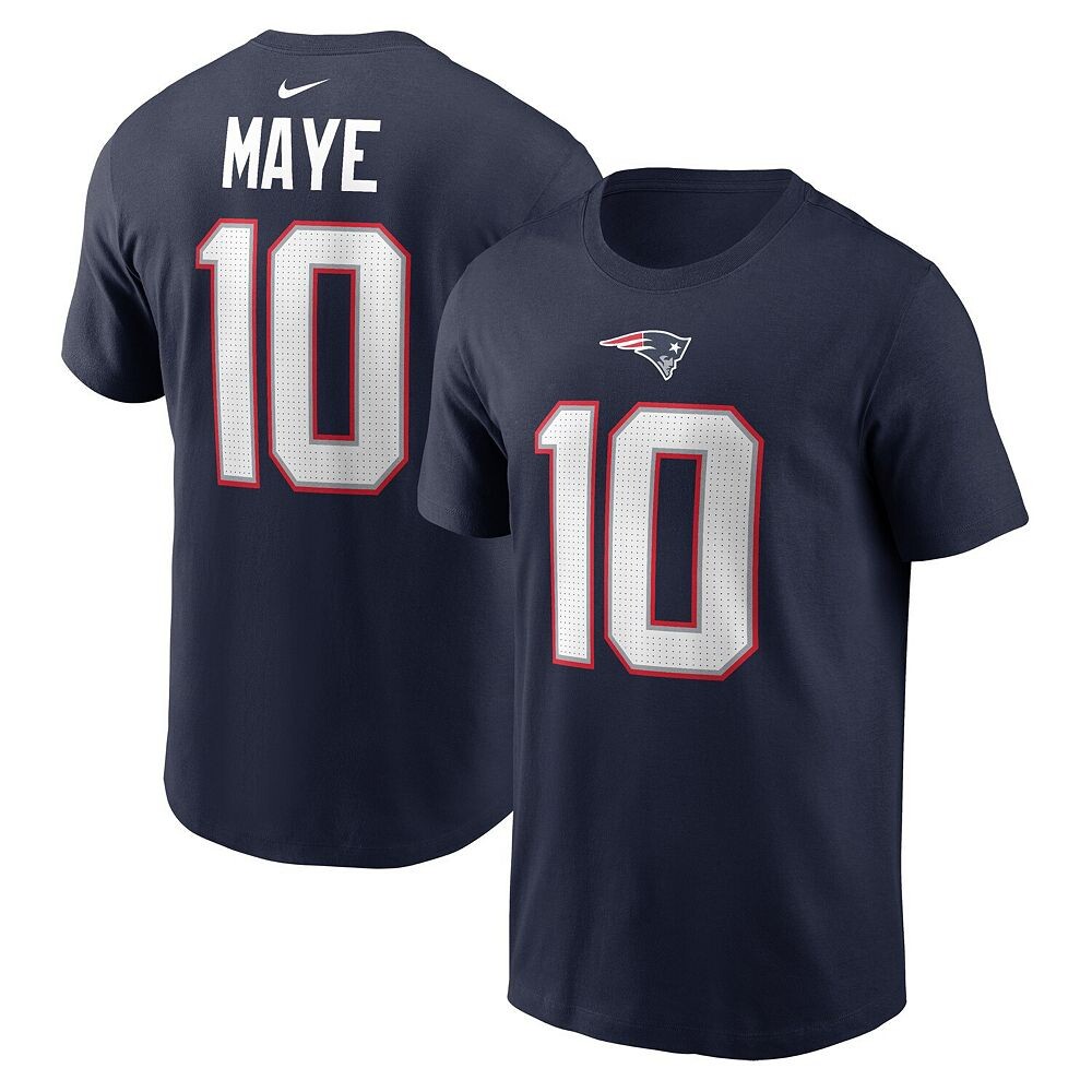 Молодежная футболка Nike Drake Maye Navy New England Patriots драфта НФЛ 2024 года, выбранная в первом раунде, футболка с именем и номером, цвет Pat Navy