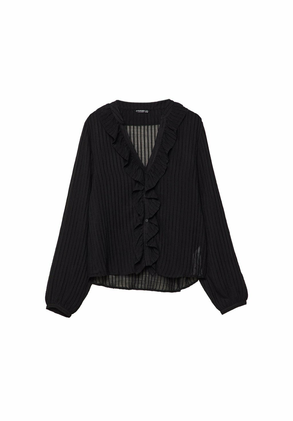 

Блузка на пуговицах FLOWING RUFFLED Stradivarius, черный