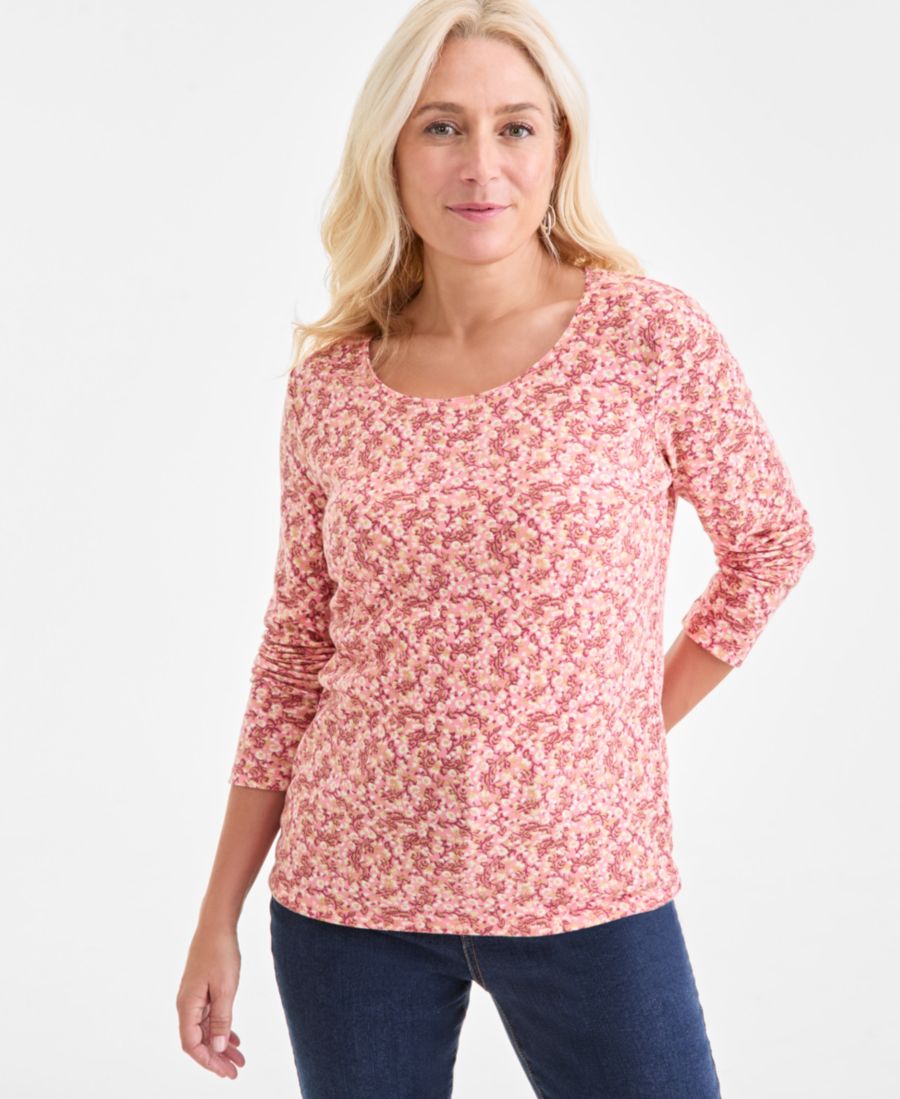 

Небольшая блузка с цветочным принтом Style & Co, Peached Pink Combo