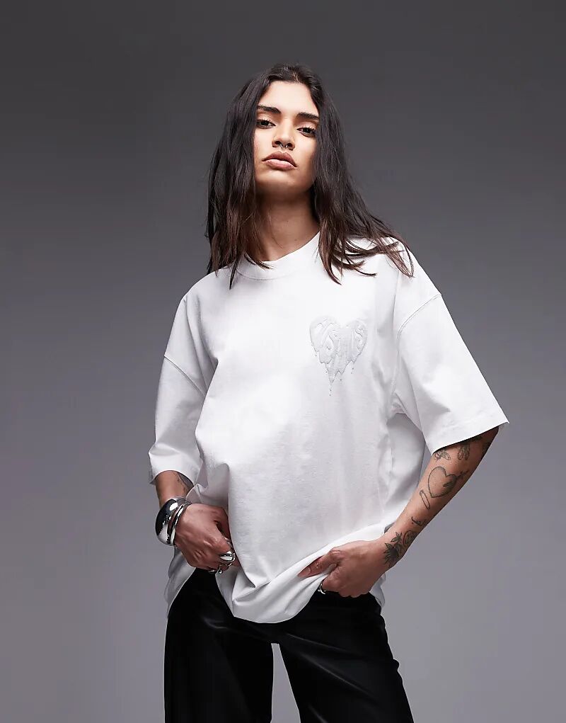 

Футболка Allsaints Trip с графическим логотипом в виде сердца белого цвета