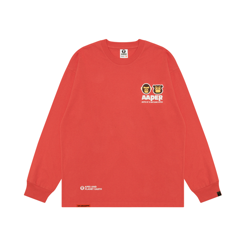 

Футболка с длинным рукавом и нашивкой с логотипом *A Bathing APE Aape, красный