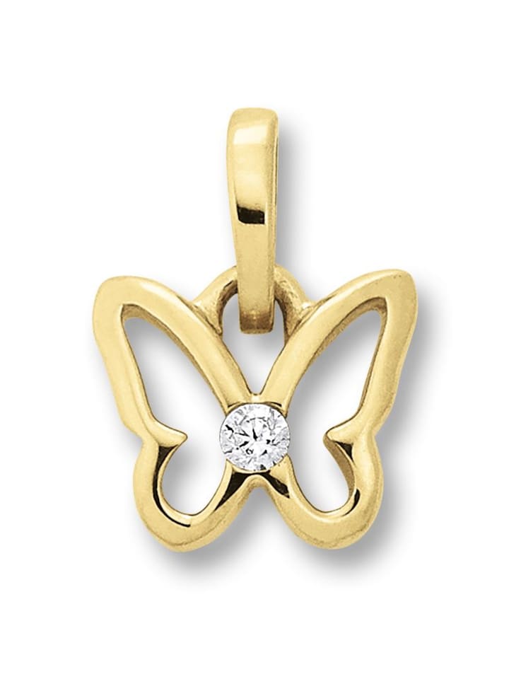 

ONE ELEMENT Подвеска в виде бабочки из циркония в оправе из желтого золота 333 пробы