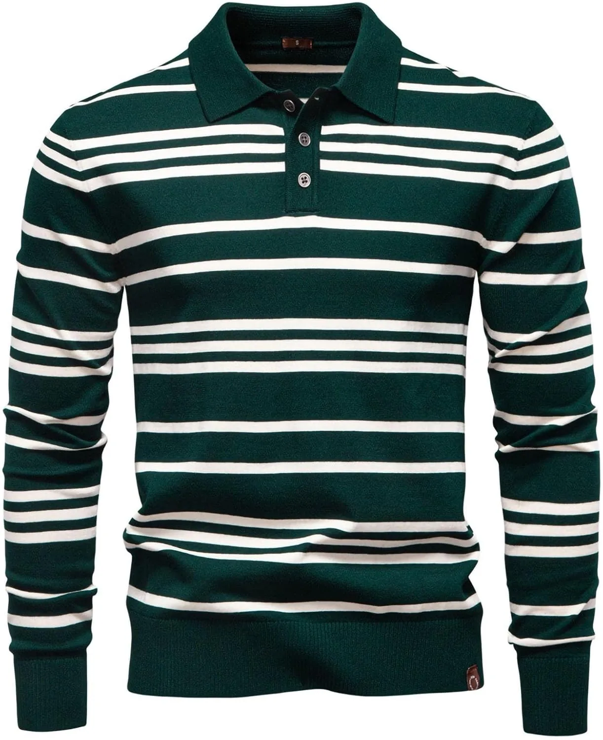 

Свитер мужской поло с воротником-лацканом, полосатый, с длинными рукавами Cambkatl