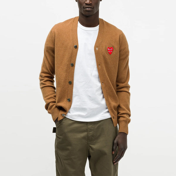 Свитер cardigan red emblem 'brown' Comme Des Garcons Play, коричневый — фото 2