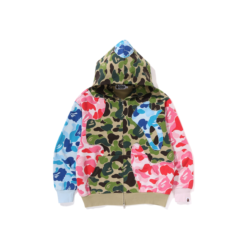 

Бейп эй-би-си камуфляж пэчворк расслабленный крой худи с молнией A BATHING APE, мультиколор