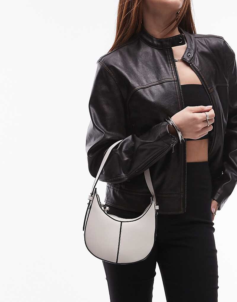 

Белая сумка Topshop Gracie с контрастной строчкой и маленькой ручкой