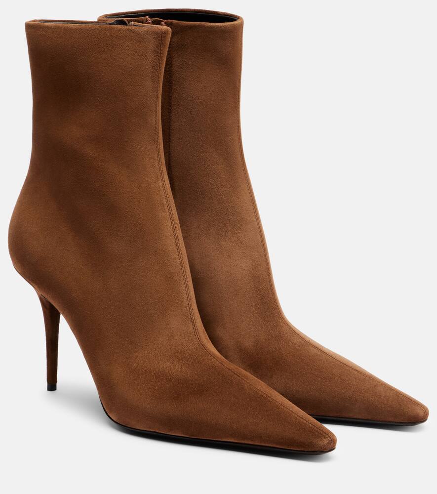 Ботинки Ashley 90 на щиколотку из замши Saint Laurent, Dark Havana