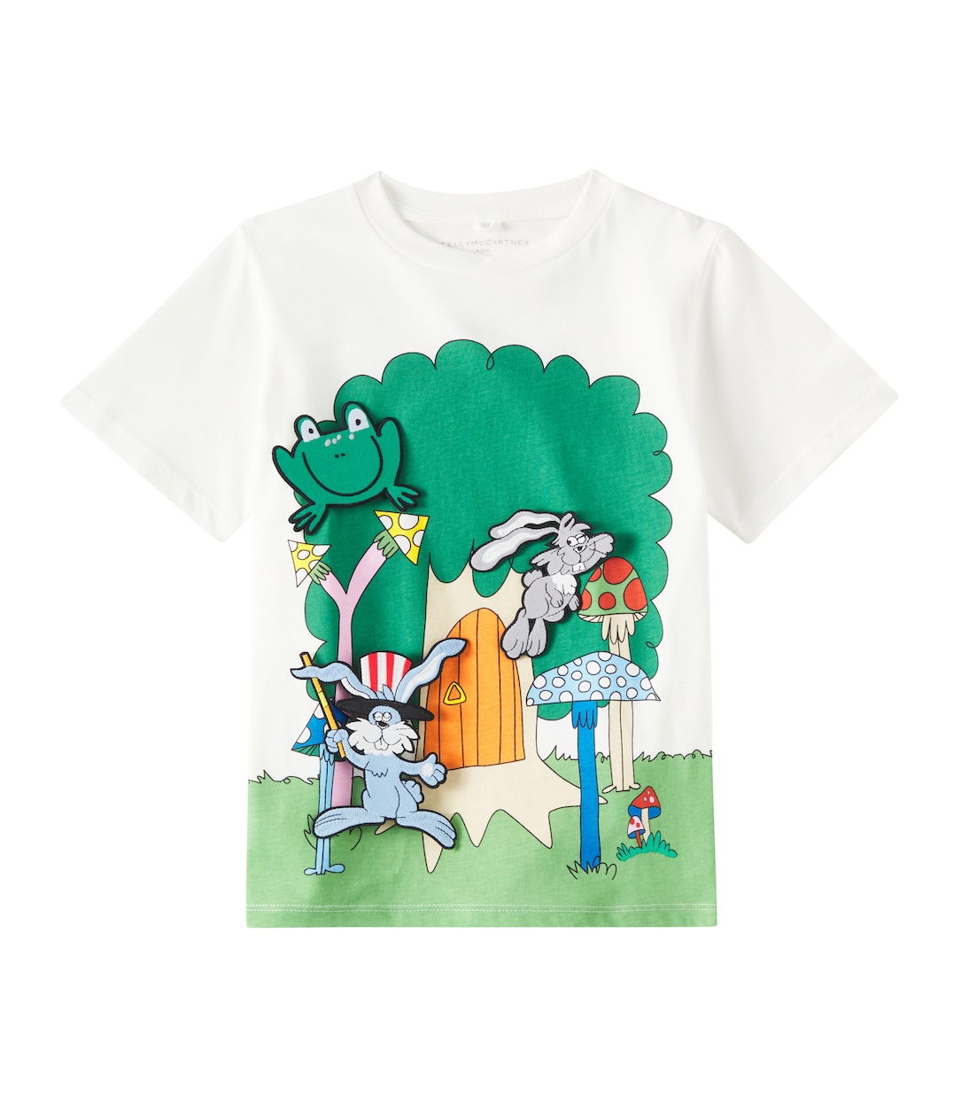 

Футболка из хлопкового джерси с принтом Stella McCartney Kids, слоновая кость