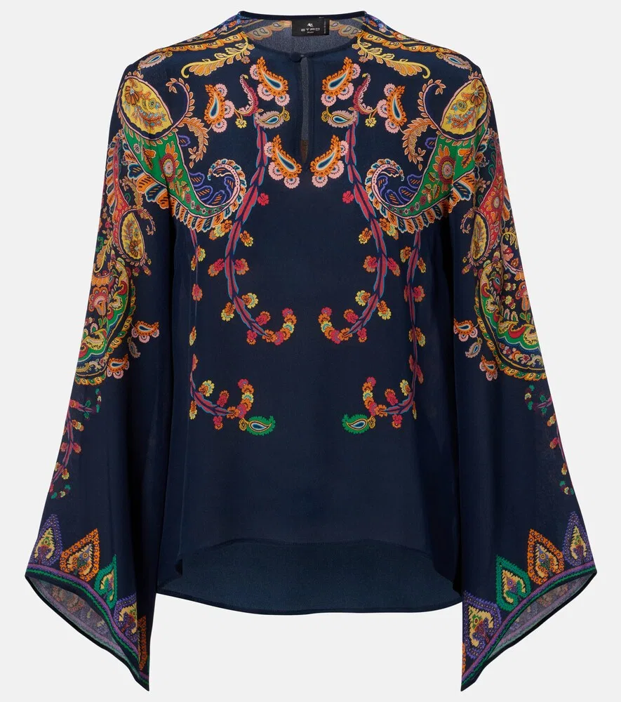 Шелковая блузка с узором «пейсли» Etro, мультиколор