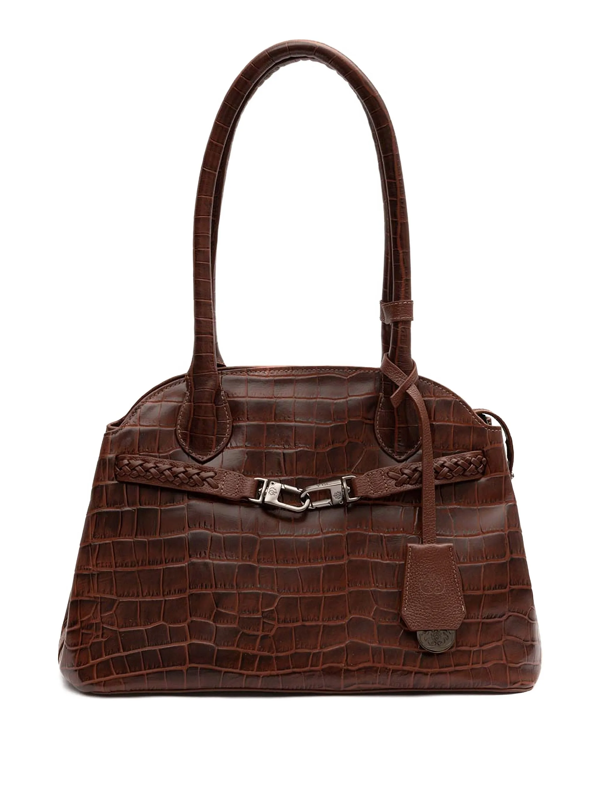

Сумка на плечо с тиснением под кожу крокодила Isla, коричневый